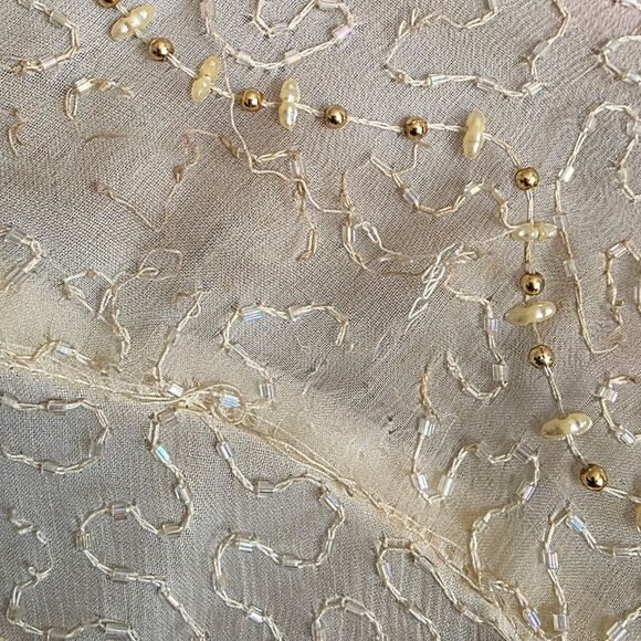 Flapper Style Gunit Cream & Gold Sequin Beaded Duster Kimono Jacket Vtg OS - Picture 15 of 15